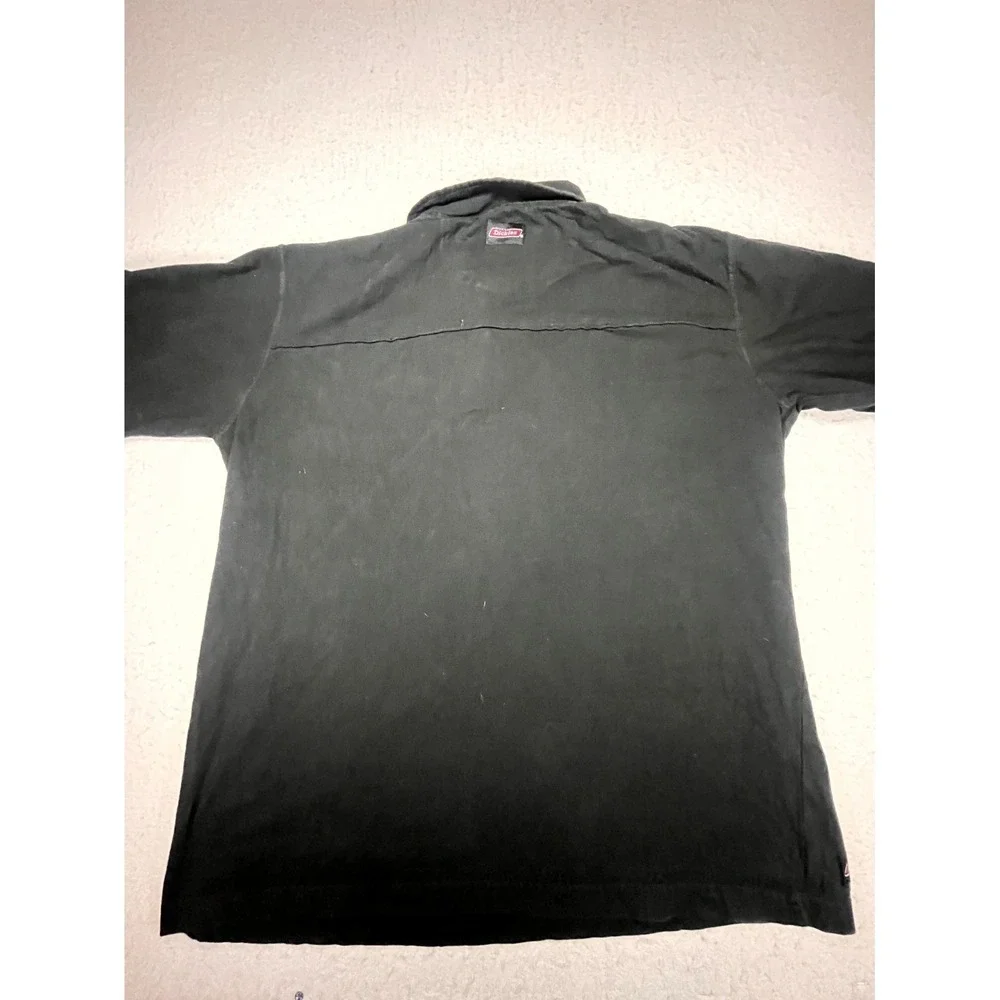 Y2K Dickies Polo Shirt Mens L(42-44) Black Cotton Skull Wings Tattoo Gothic Golf